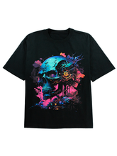 DIAI-Fashionable Skeleton Graphic Black Tee for Halloween