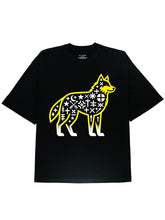 Arctic Elegance Black T-Shirt: Unique Yellow Wolf Design for Wildlife Lovers - DIAI