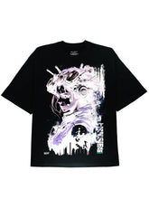 Black Cotton Graphic Tee shirt for Cyberpunk Enthusiasts - DIAI