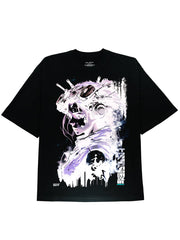 Black Cotton Graphic Tee shirt for Cyberpunk Enthusiasts - DIAI