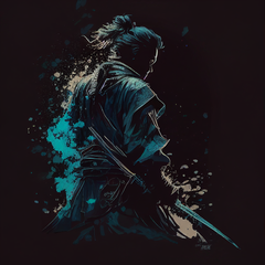 DIAI-Personalized Cotton Samurai Design DTG Print Casual T-Shirt for Men