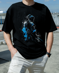DIAI-Personalized Cotton Samurai Design DTG Print Casual T-Shirt for Men