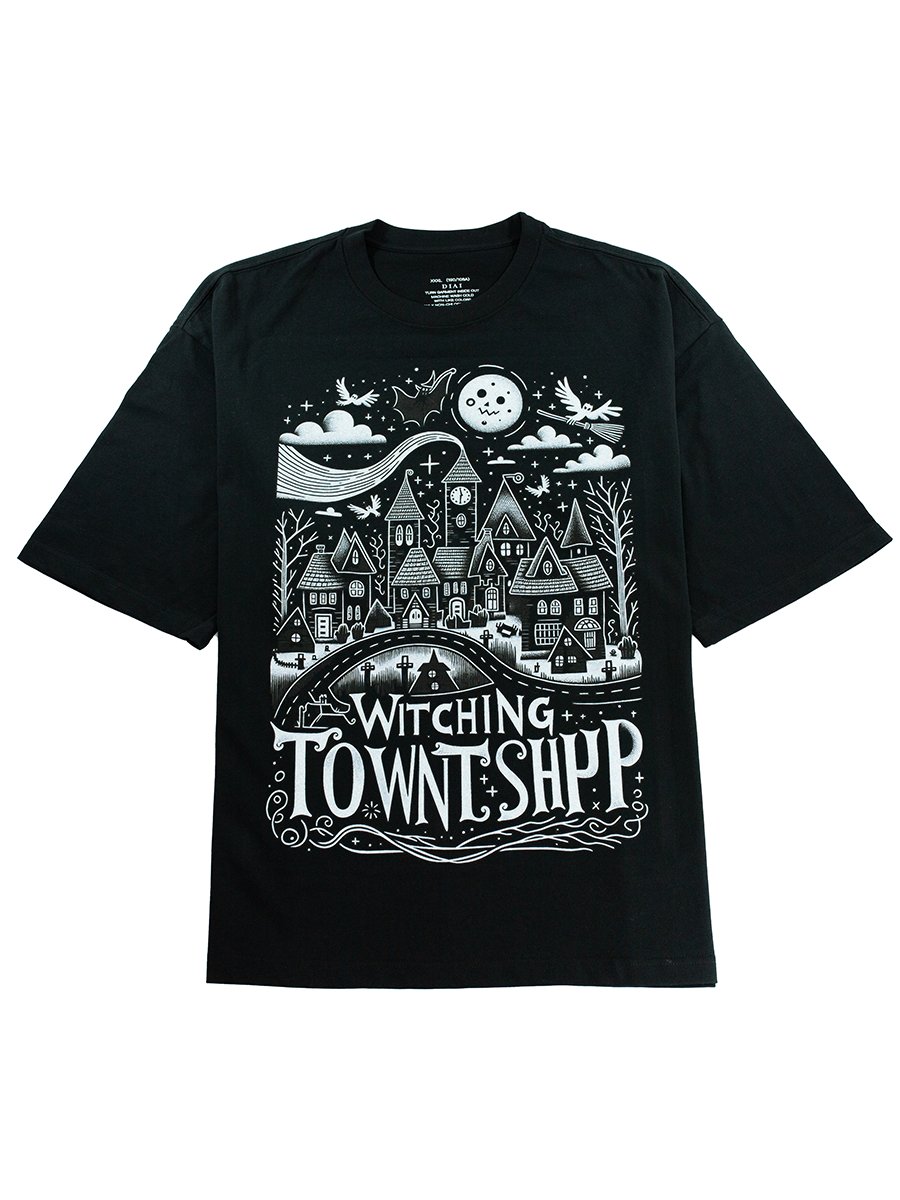 Breathable DTG printed Graphic Witching Town T-shirt - DIAI