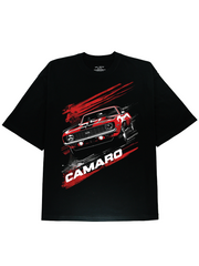 DIAI-Street Racer Chic Camaro Sports Car Graphic Design Black Tees