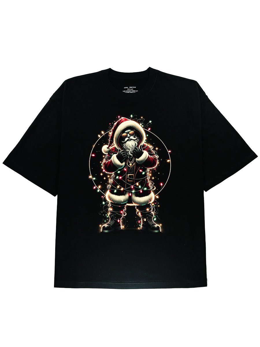 Christmas Graphic Tee featuring Santa Claus and soft cotton material - DIAI