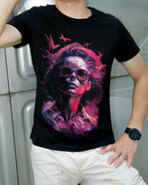 Comfy Cotton DTG Print Cyberpunk Girl Graphic Tee Shirt - DIAI