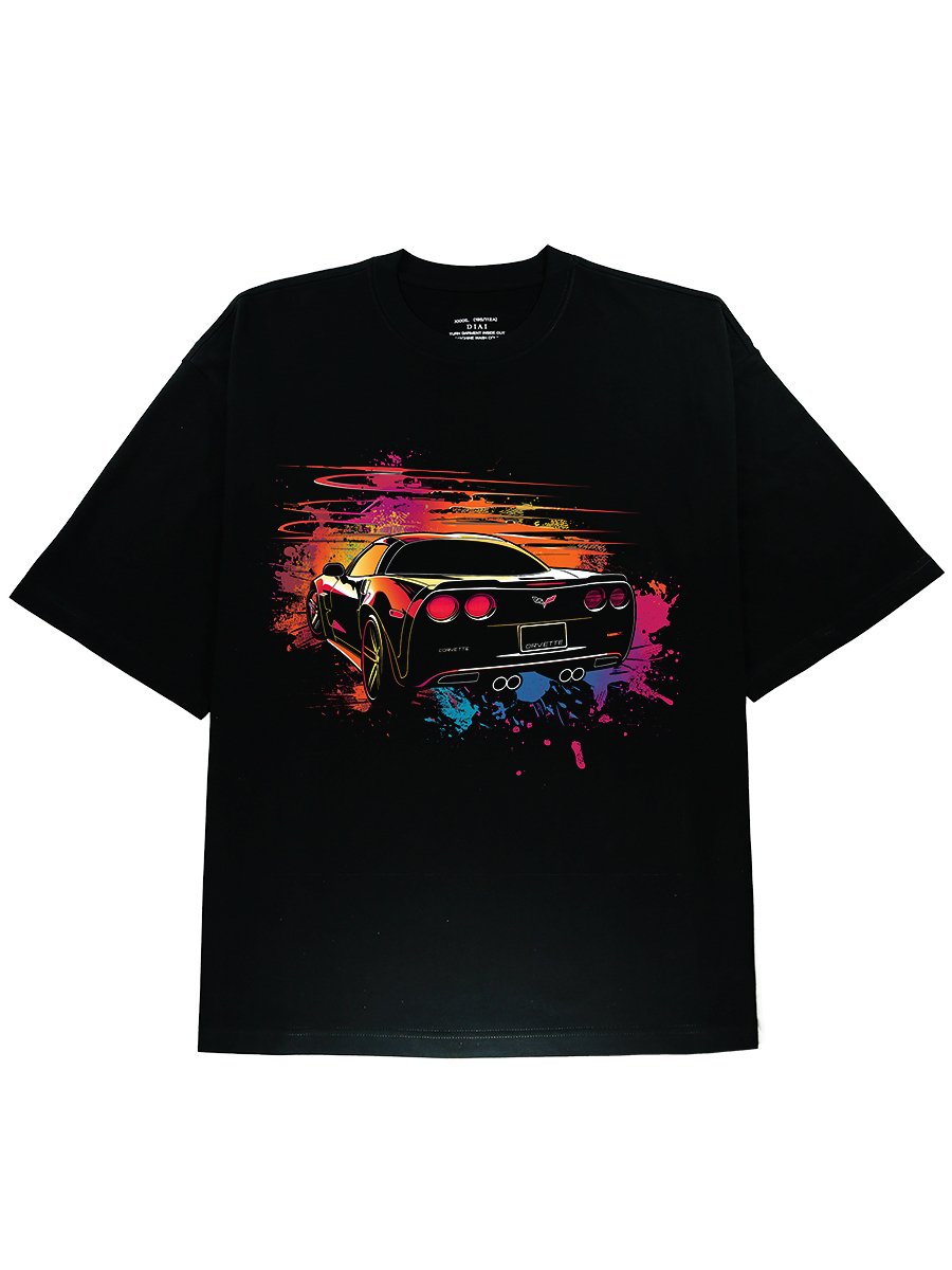 DIAI-Automotive Passion Black Cotton Tee Shirts with Sports Car Designs - DIAI