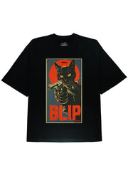 DIAI-Blip James Bond Cat Graphic Black T-shirt - DIAI