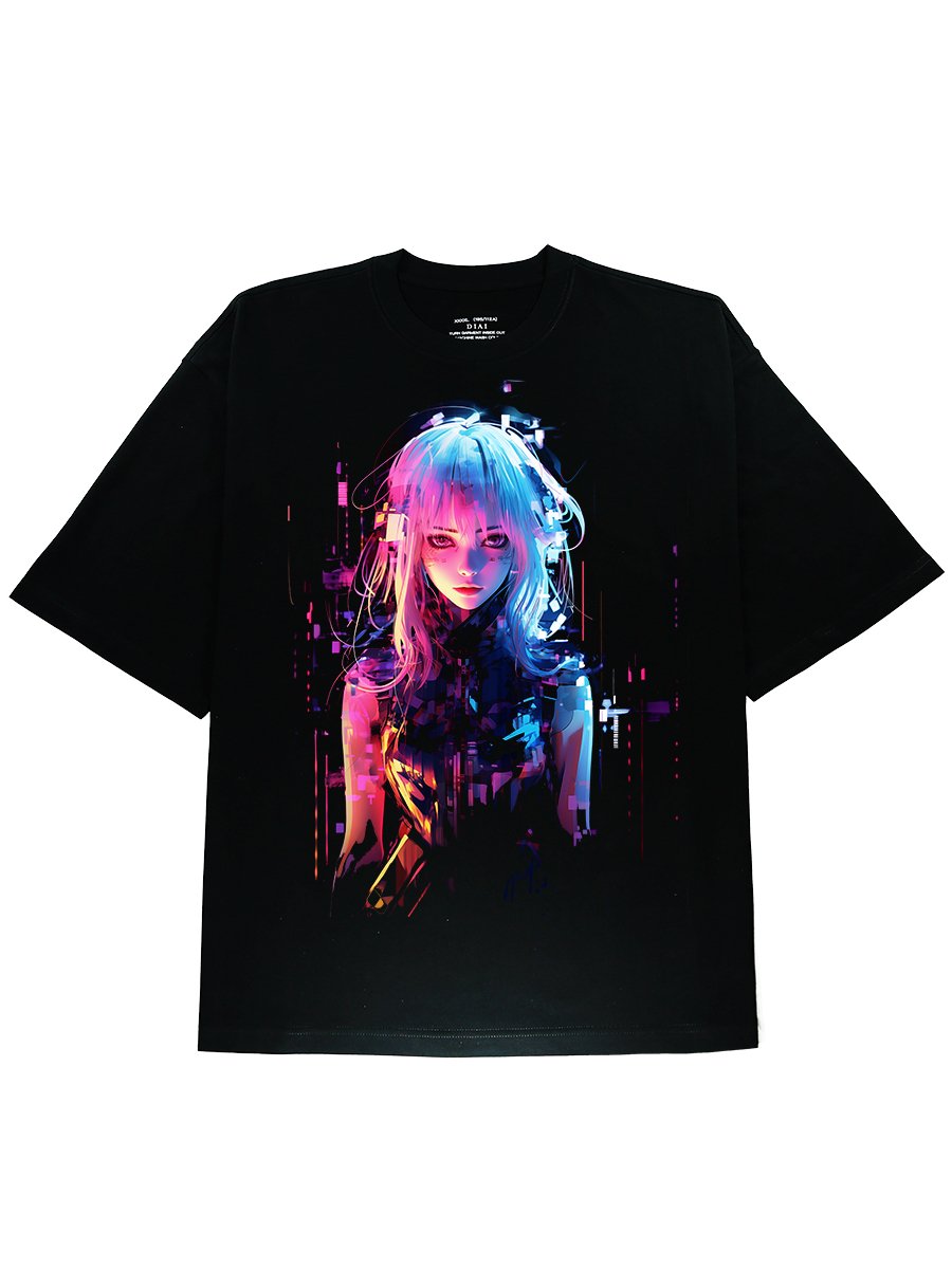 DIAI-Enhance Your Look with Cybergirl Soft Cotton Tee Shirt - The Perfect Casual Choice - DIAI
