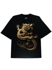DIAI-Mystical Dragon Energy Unleashed Black Cotton Shirt - DIAI
