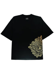 DIAI-Unleash the mystical allure of the dragon with this enchanting black cotton tee - DIAI