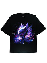 DTG Printed Cartoon Robot Graphic Black Tee Shirt with Soft Cotton Fabric - DIAI