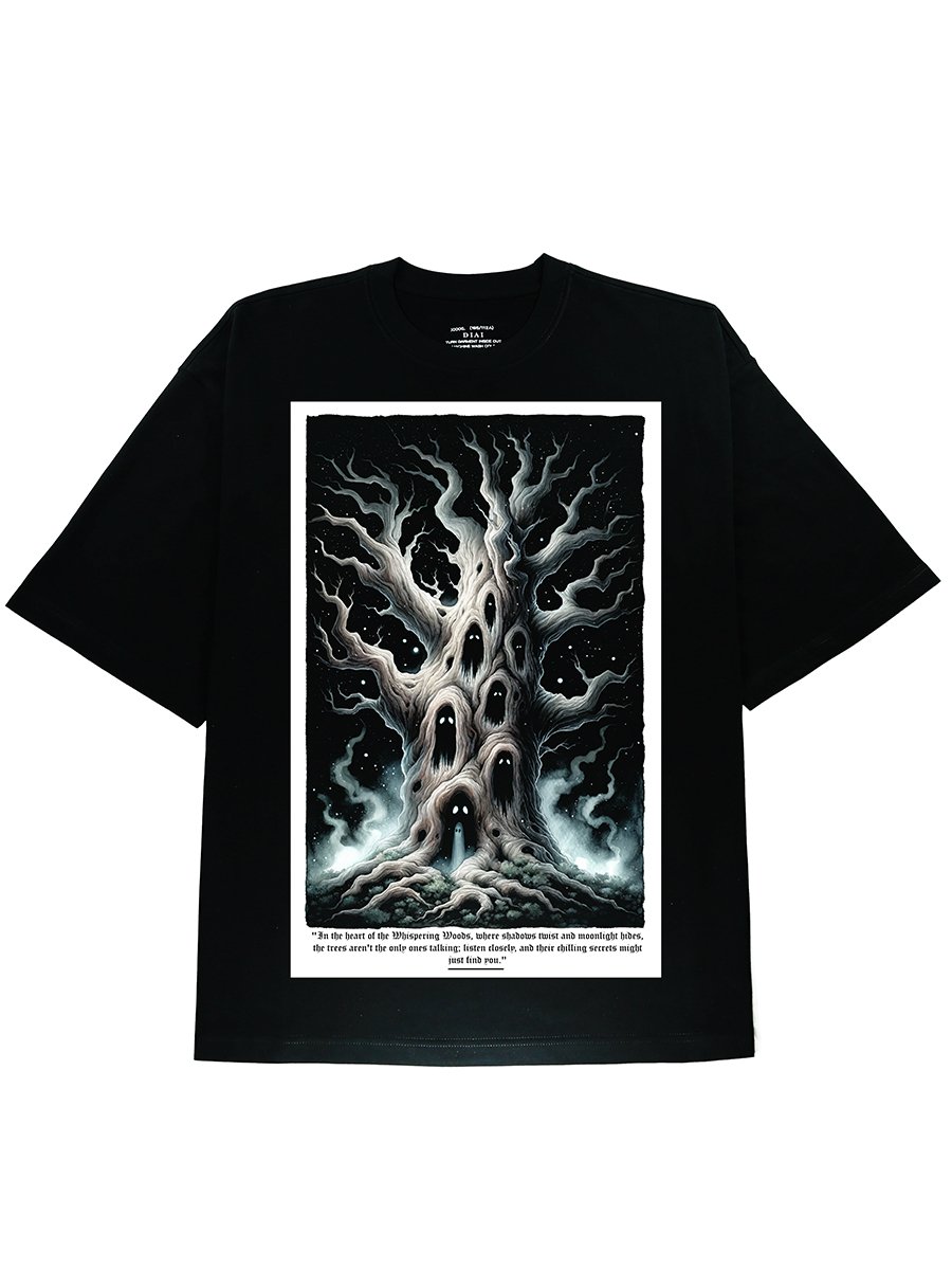 Embrace The Mystical Vibes with Our Spirit Tree Graphic Black Tee - DIAI