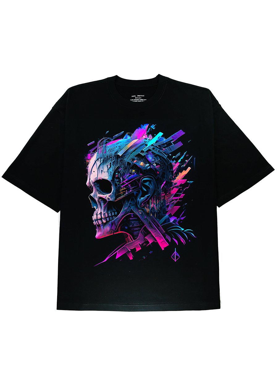 Fashionable and Comfortable Skeleton Graphic Black Tee Shirt for Men - 100% Cotton DTG Printing - DIAI