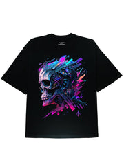 Fashionable and Comfortable Skeleton Graphic Black Tee Shirt for Men - 100% Cotton DTG Printing - DIAI