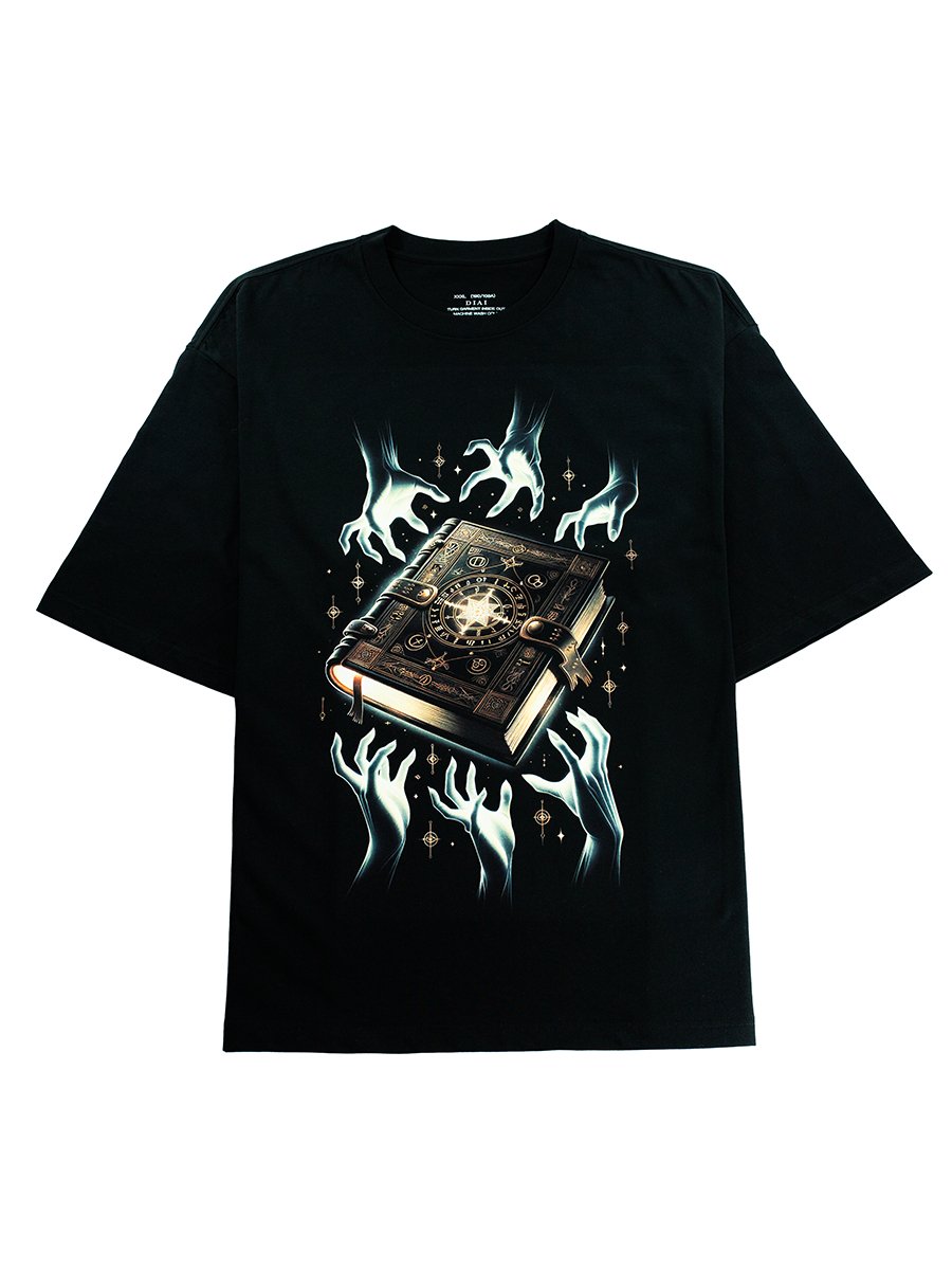 Horroric Hands to a Book for Spooky Night Graphic Tee - DIAI