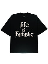 Life Is Fantastic Slogen Graphic Cotton Black Tee - DIAI