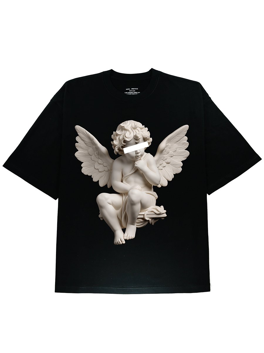 Little Angel Wearable Artistry in Statue-Inspired Graphic Tees - DIAI