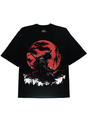 New Moon Samurai Graphic Tee: A Fashionable Tribute to Japan's Warriors for Men - DIAI