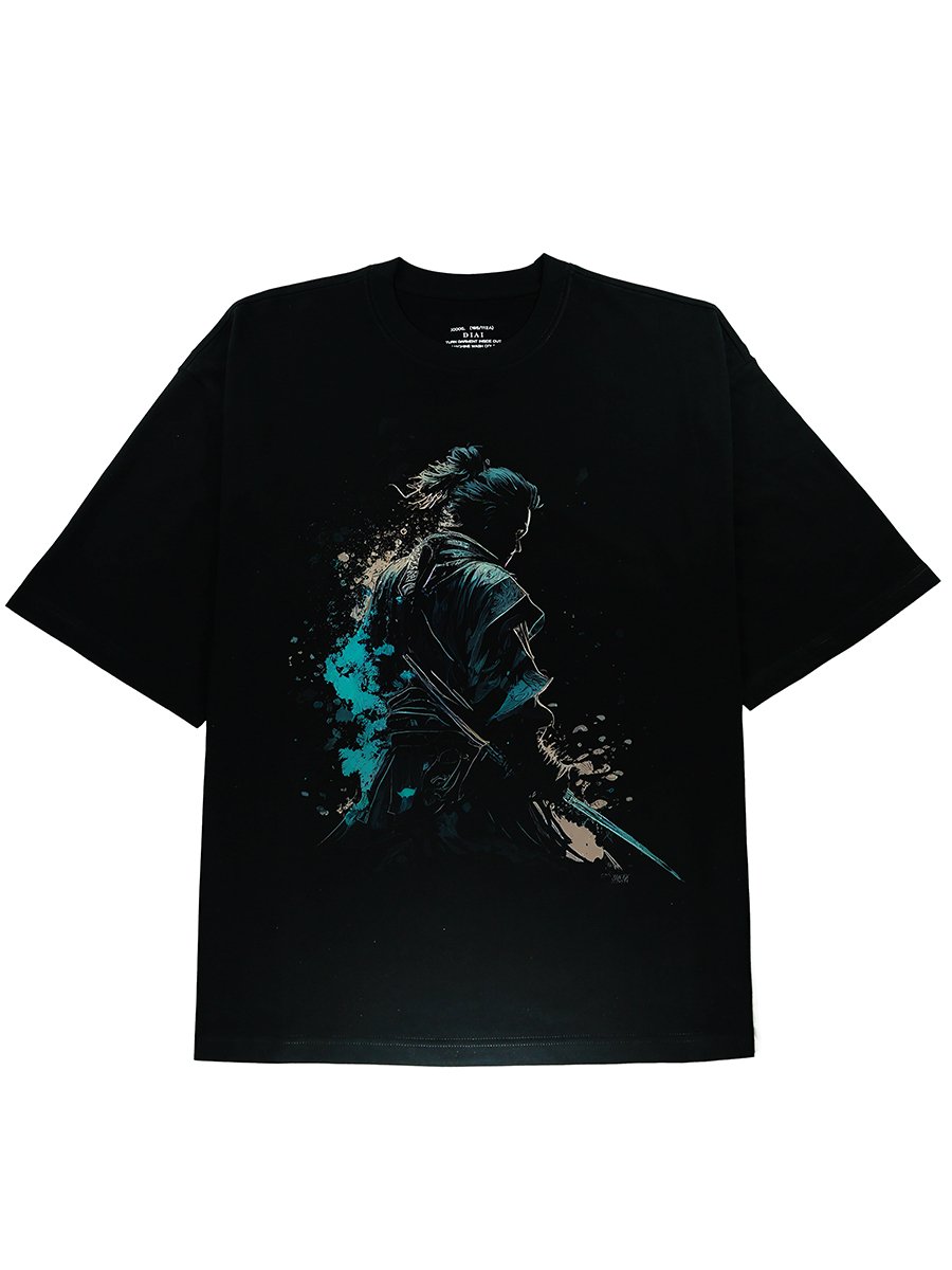 Personalized Cotton Samurai Design DTG Print Casual T-Shirt for Men - DIAI