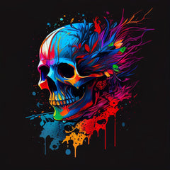 Personalized Horror Design Soft Cotton DTG Printed Skeleton Men's Black Graphic Tee - DIAI