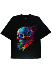 Personalized Horror Design Soft Cotton DTG Printed Skeleton Men's Black Graphic Tee - DIAI