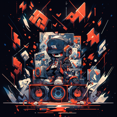 DIAI-Fine Cotton Quality DTG Cartoon Robot Graphic Black Tee Shirt