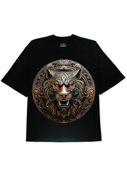 Roar with Style: Ferocious Copper Tiger Men's Graphic Black Tee - DIAI