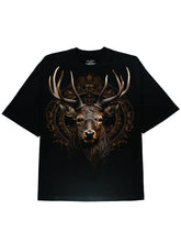 Rock Your Style with this Soft Cotton Graphic Black Tee - Highlighted by a Striking Deer Print Design - DIAI