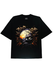 Samurai Inspired Bushido Soldier Print 100% Cotton Soft and Breathable Men's Graphic Black Tee Shirt - DIAI