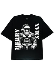 Santa Claus Christmas Graphic Tee, Soft and Comfortable Black Cotton Shirt - DIAI