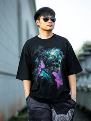 Skeleton Graphic Black Cotton Tee Shirt - Soft, Fashionable, and Comfortable T-Shirt for Men - DIAI