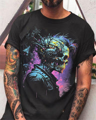 Skeleton Graphic Black Cotton Tee Shirt - Soft, Fashionable, and Comfortable T-Shirt for Men - DIAI