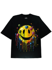 Soft and Comfortable Colorful Painting Horror Smile Cotton Blacke Tee - DIAI