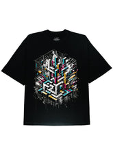 Soft Cotton Black Abstract Art Graphic T-Shirt For Cyberpunk Party Occasion - DIAI