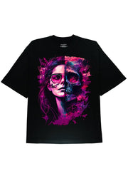 Soft Cotton DTG Print Cyberpunk Girl with Glass Graphic Tee shirt - DIAI