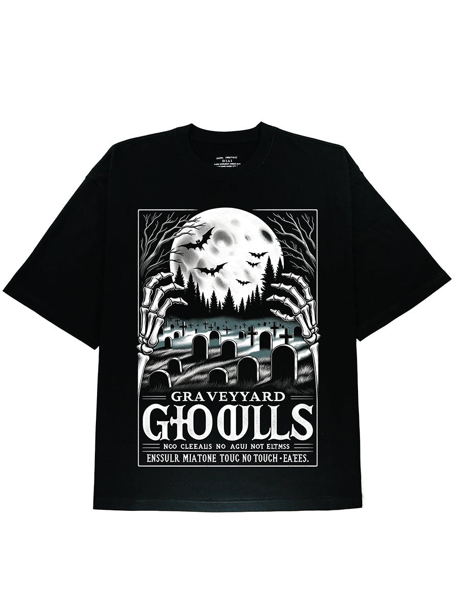 Spirits in Grave Yard with Horroric Look Printed Graphic T-shirt - DIAI