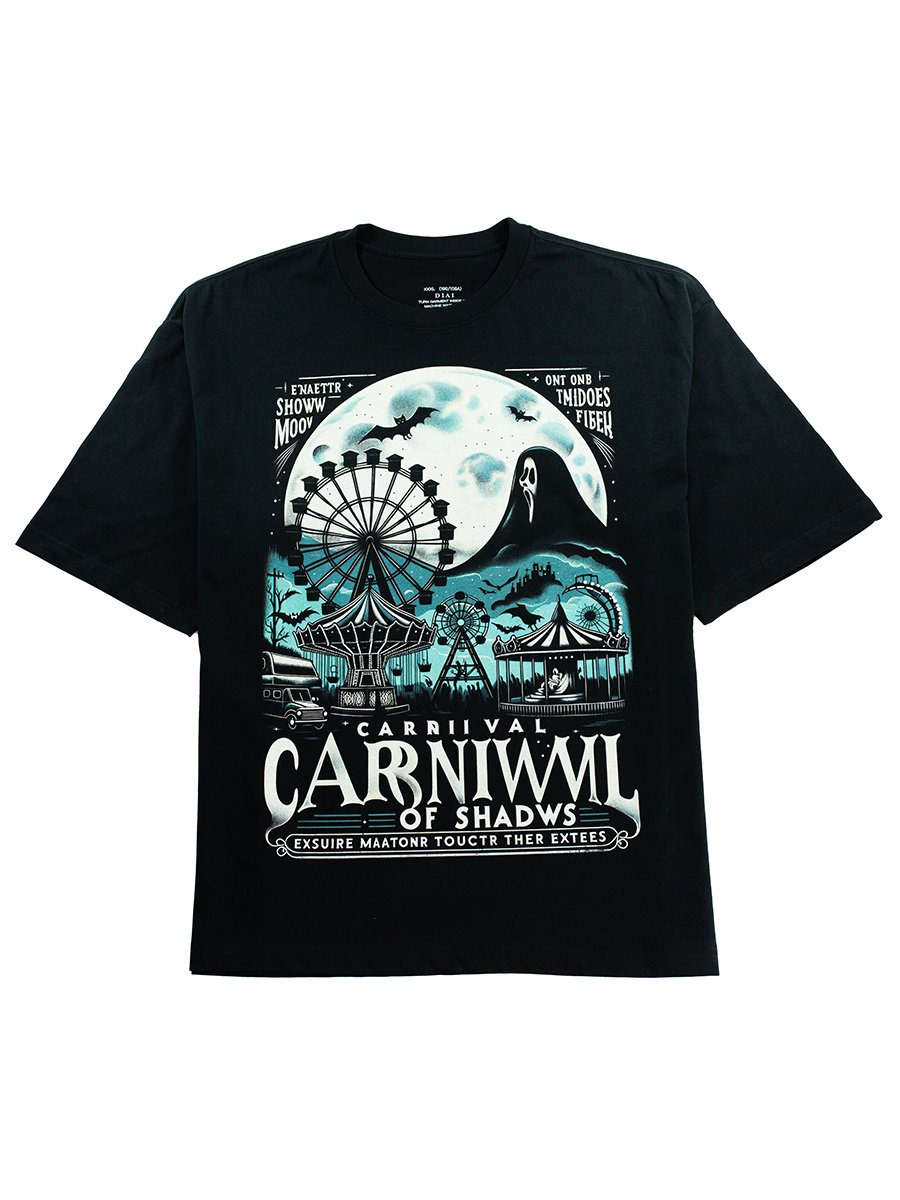 The Carnival of shadows Printed Graphic Tee for Spooky Night - DIAI