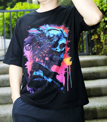 The Skeleton Elegence Men Graphic Black Tee for Halloween - DIAI