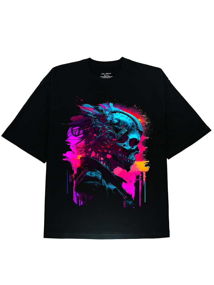 The Skeleton Elegence Men Graphic Black Tee for Halloween - DIAI