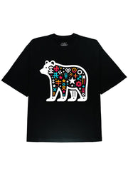 Timeless Style for Wildlife Enthusiasts Black T-Shirt with White Bear Design - DIAI