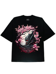 Trendy Samurai Flower Armour Graphic Tee Shirt with Soft Cotton Fabric - DIAI
