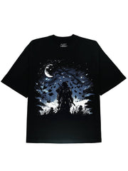 Windy Moon Night Samurai Armour Graphic Tee Shirt for Trendy Fashionistas - DIAI