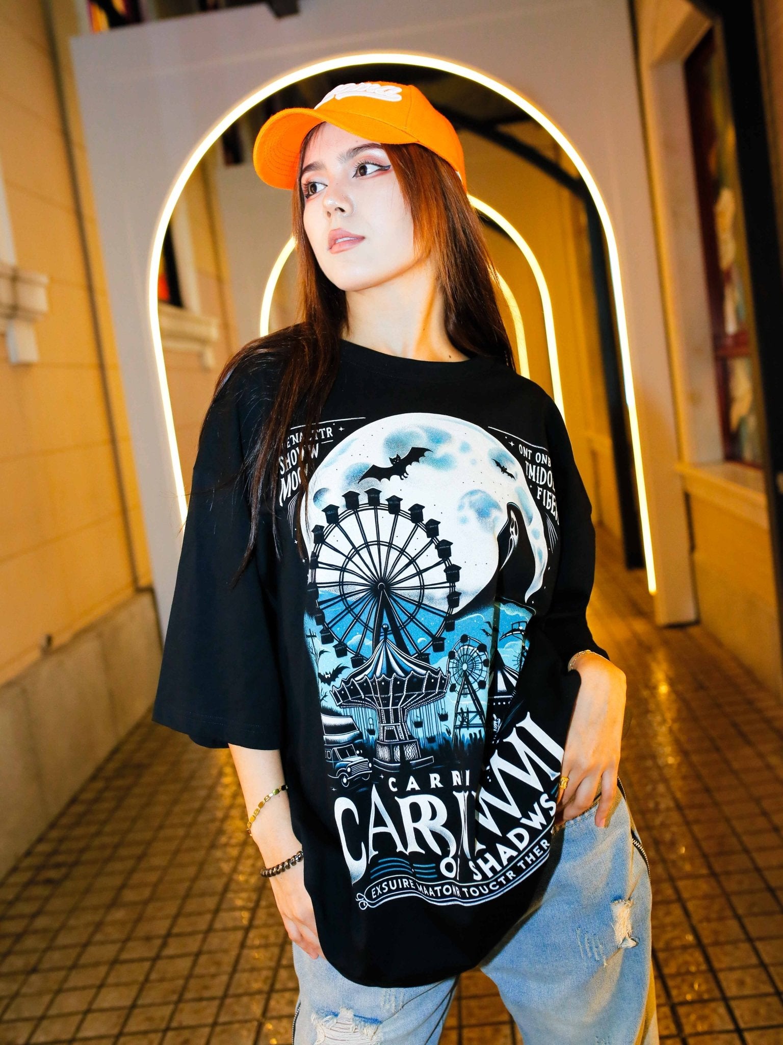 The Carnival of shadows Printed Graphic Tee for Spooky Night - DIAI